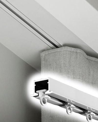 Binario Tenda Soffitto Decorazioni per Binari per Tende Invisibili, Telaio per Controsoffitto Tagliabile per Balcone/ Ospedale/ Soggiorno, Aste per Tende da Incasso in Lega di Alluminio(White,190cm/74