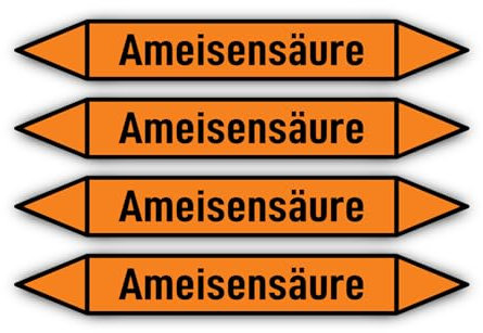 Aufkleber: 300x45 mm, 4 Stück - Gruppe 6 - Säuren - Rohrleitungskennzeichnung - nach DIN 2403 - Sprache: deutsch - Ameisensäure