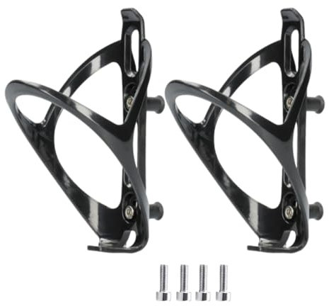 ANDINUS Set de 2 Portabidones para Bicicleta - Soporte Lateral para Botella de Agua, Ultraligeros, Resistentes - Compatibles con MTB/Carretera/Ruta (Negro-Polímero (Tornillos incluídos))