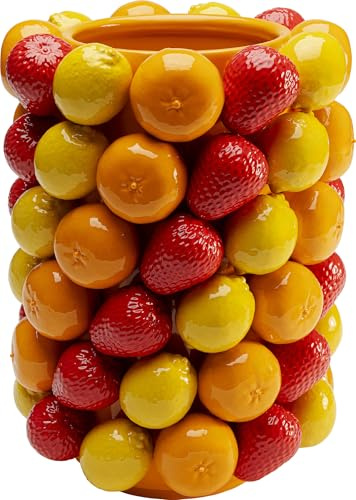 Kare Design vas fruktparad, gul/röd, 33 cm höjd, porslin, blomvas, dekorationsvas, kärl för blommor, bordsvas, vardagsrum