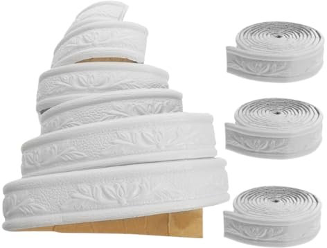 DIYEAH 4 Rollos tiras de borde de embellecimiento de pared ancho muro adornos moldura adhesiva decoración de interiores despegar y pegar el borde del borde papel tapiz moldeado