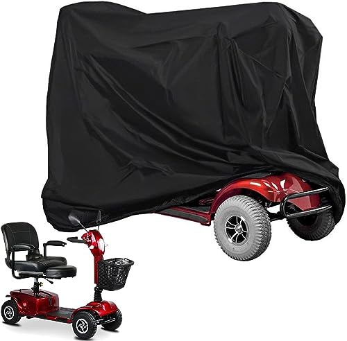 Heavy Duty Mobility Scooter Cover Waterproof – 210D Oxford, Anti-UV, Dustproof, Windproof Storage Cover with Carry Bag, Fits 4-Wheel Electric Scooters 140×66×91cm (210D Oxford)
