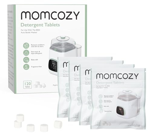 Momcozy Bloque de lavado oficial para botellas de Momcozy, sin perfume, seguro para bebés, 120 pastillas