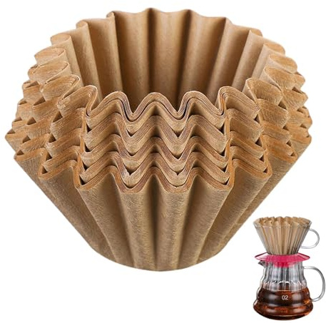 Genérico Kaffefilter i korgen - Kaffefilterpapper - Filterpapper | 50-pack pappersfilter/oblekt för 1–4 drickkopp och droppmaskiner | bryggeri