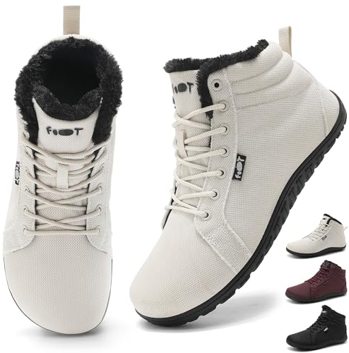 Schuvox Stivali Barefoot Impermeabile Invernali Peluche Uomo Donna Caldi Comodi Antiscivolo Impermeabili Scarpe da Neve Trekking Outdoor Wide Tox Box Cachi 43EU