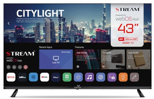 Stream System - WebOS TV Smart 43 8.1, UHD 4K, LG Magic Remote Control, HDR10, Frameless (Sin Marco), Control por Voz Compatible con (LG Thinq AI + Alexa) Modo Hotel Incluido - Modelo WSTRU4324TEX