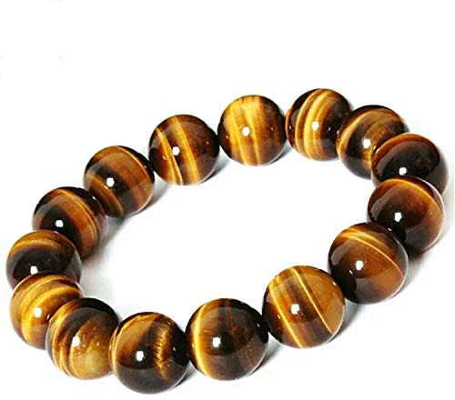 KZTHGNS 12 mm Authentique Natural Yellow Tiger Eye Stone pour Les Femmes Bracelet de Perle Rond en Cristal étirement