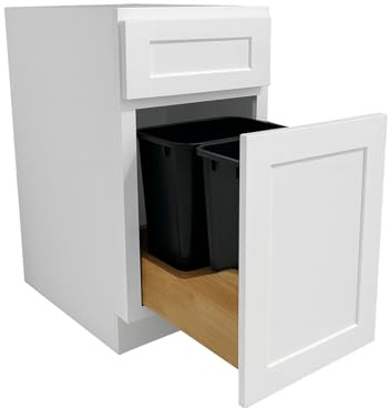 Lieeres Kitchen Base Cabinet, Drawer Base Cabinet with 2 Pull Out Trash Cans Basket, Full Extension Slides, Soft Close, RTA, Unassemble, 18 W x 34.5 H x 24 D