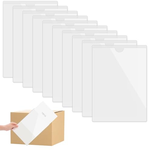 10 Piezas A4 Bolsillos Autoadhesivo de Tarjeta de Índice, 21 x 30 cm Fundas Autoadhesivas de índice, Porta Etiquetas Adhesivas, Transparente, Para Organizar Etiquetas, Tarjetas índice, Visita, Fotos