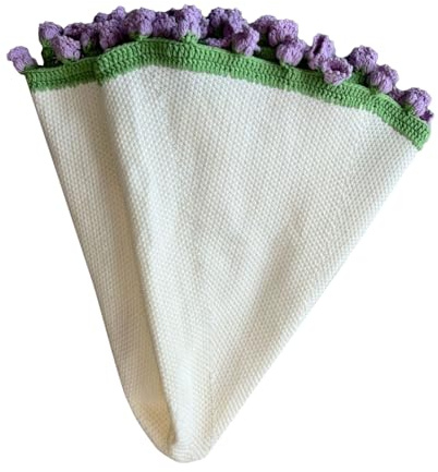 Coperta lavorata a maglia, con bouquet di fiori all'uncinetto, romantica e morbida biancheria da per camera da, soggiorno, divano e divano, dormitorio e culla