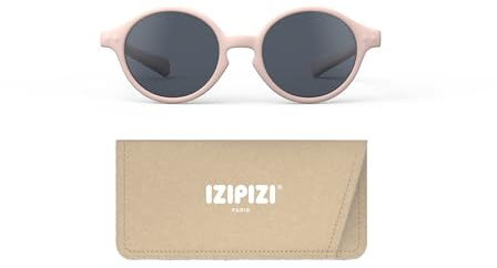 IZIPIZI BABY #D Sunglasses - Designed in Paris - Round Polarized Shades for Babies 0-3 Years (9-36 Months) - 100% UV Protection, BPA-Free Flexible Frame, Grey Lenses - Pastel Pink