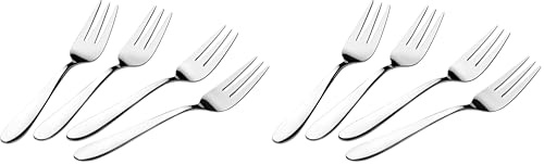Lagostina Lavinia, Set 4 Forchette per Dolce in Acciaio Inox 18/10, Design Senza Tempo, Resistenti ed Eleganti (Confezione da 2)