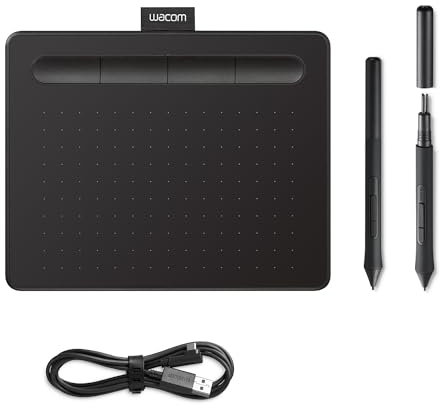 Wacom Intuos Small Zeichentablett - Tablet zum Zeichnen & zur Fotobearbeitung mit druckempfindlichem Stift schwarz - Ideal für Home-Office & E-Learning