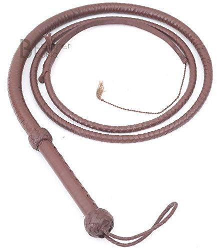 Echte Rindsleder Leder Bullwhip, 08 Fuß lang und 08 Stränge flechten Indiana Jones Stil Bullenpeitsche, dunkelbraun