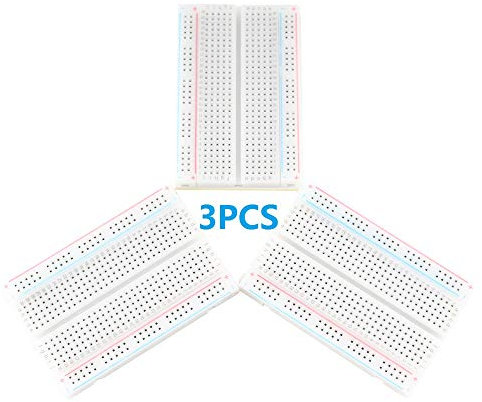 Eiechip Breadboard Solderless Prototype PCB Board with 400 Tie Points Solderless Prototype Kit Universal PCB Bread Board Plus 2 Power Rail and Adhesive Back for Small DIY Kits 3pcs