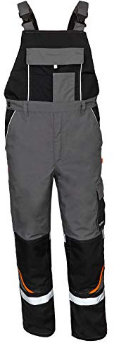 ART.MAS Arbeitslatzhose Berufshose Bauhose Warnhose Latzhose Cargo Reflektierend (Ref-L) (64, Grau)