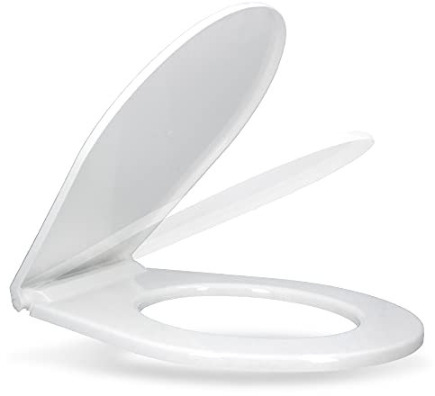Inter-Sano® Toilettendeckel O-Form Oval Weiß STANDARD WC Sitz mit Montagesatz | Toilettenbrille aus Antibakterielle PP-Material Klodeckel Passt In Jedes Badezimmer Klobrille Toilettensitz Toilet Seat