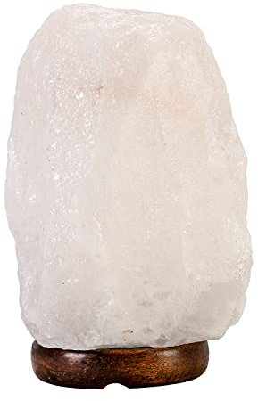 Lampada di cristallo di sale, Lampada di sale dell'Himalaya, Naturale e unica, Varie dimensioni trasversali e longitudinali, Un'elegante composizione fatta di sale dell'Himalaya (Bianco, 5-7kg)