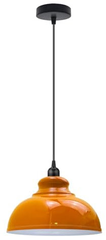 LEDSone Pendant Light Fitting Industrial 95cm Height Adjustable Metal E27 Holder Ceiling Hanging Pendant Lighting for Living Room Bed Room Dining Room Kitchen Hall Ways (Orange)