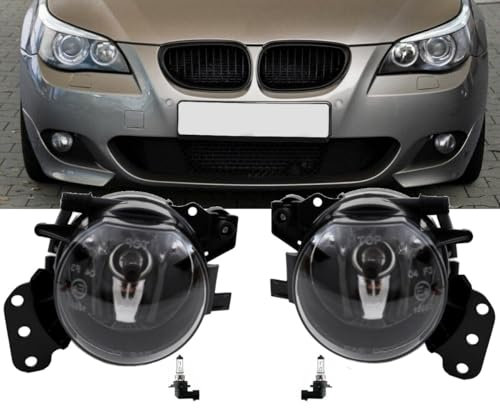 DM Autoteile 14234 Nebelscheinwerfer Hb4 Set Klarglas Chrom kompatibel für BMW 5er E60 E61 mit M Paket Stoßstange