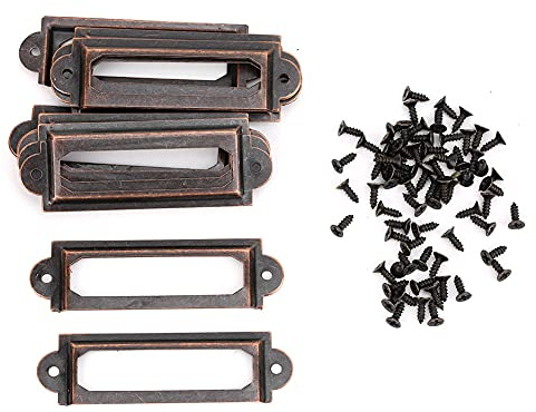 Akozon 20 Pcs Antique Style Drawer Labels for DIY Storage, Easy Mounting with Screws, Vintage Drawer Signs for Photo Albums, Jewelry Boxes, and Crafts