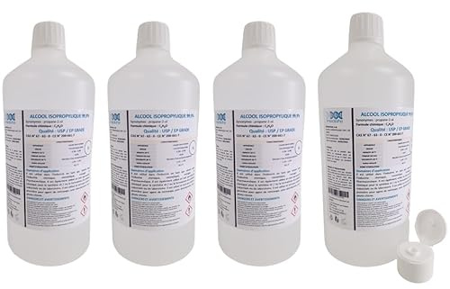 4 x 1 L ISOPROPYLISK ALKOHOL 99,9 % extra ren - Frankrike garanterad isopropanol, perfekt som lösningsmedel, rengöringsmedel och avfettningsmedel (4L)
