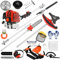 52cc Petrol 5 in 1 Garden Multi Tool - Grass Trimmer, Brush Cutter, Pole Saw, Hedge Trimmer, Extension Shaft, Long Reach Petrol Strimmer Garden Tool (Red)