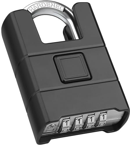 Diyife Large Heavy Duty Combination Padlock Outdoor, [Anti-Cutting] [Waterproof] 8mm Shackle, 54mm 4-Digit Padlocks with Code, High Security Padlock for Gate, Shed, Fence, School, Gym, Garage