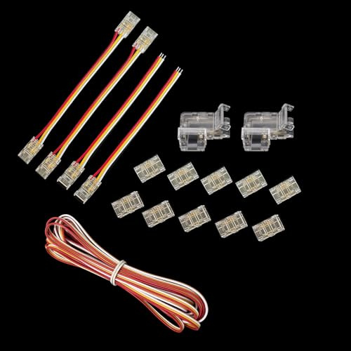 3-stifts 8mm LED-kontakter för CCT COB LED-remsljussats Ingår transparenta kontakter utan luckor, L-formade kontakter, förlängningskontakter med dubbla ändar, 5M förlängningskabel (3stift 8mm COB KIT)