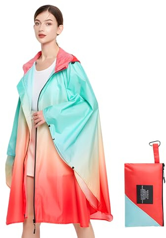 LAMA Poncho Impermeabile per Adulti, Poncho Antipioggia Portatile Riutilizzabile con Cappuccio per Uomo Donna, Escursionismo, Passeggiate in Montagna, Campeggio, Ciclismo, Pesca, Caccia, Viaggi
