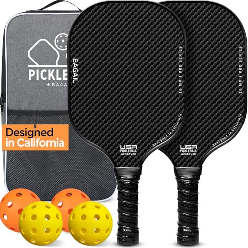 BAGAIL Pickleball Paddles Set, Pickle Ball Rackets with 4 Balls, Light - High Shock Absorption - Ergonomic, Suitable for Indoor and Outdoor Pickleball Games