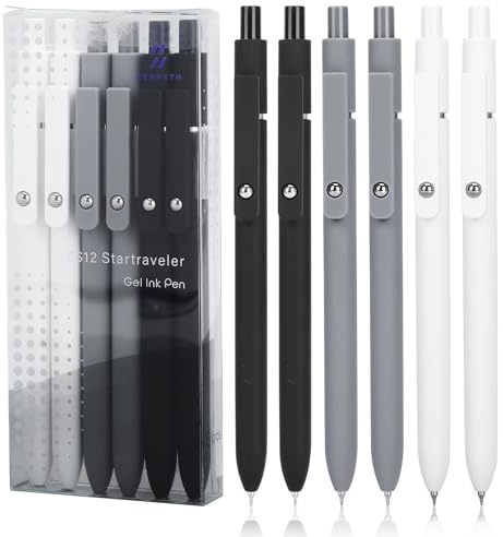 Ddaowanx Gel Pens, 0.5mm Fine Point Quick Dry Black Ink Pens Retractable, Nursing School Essentials,School Supplies, Gifts for Women (6Pcs-Black Ink)