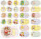 120 tiritas infantiles de dibujos animados, redondas, 2,3 cm, punto adhesivo, tela flexible para niños para pequeñas heridas, granos, vacunas y ampollas (12 estilos)