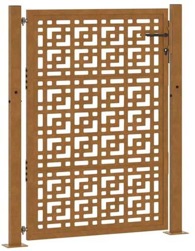 vidaXL Cancello da Giardino 100x125 cm Acciaio Corten Design a Croce, cancello di Recinzione, cancello Esterno, cancello del Metallo