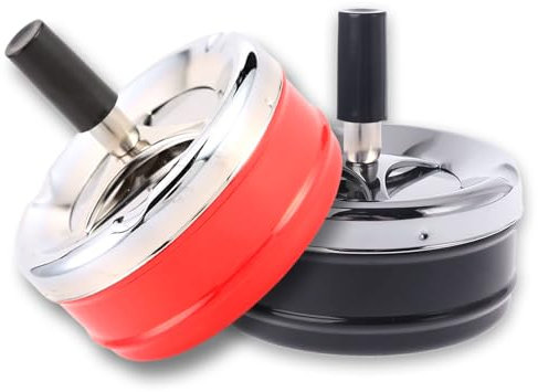 ltoSrfnb 2 Stück Aschenbecher Für Draussen, Moderner Aschenbecher Mit Deckel, Drehaschenbecher, Aschenbecher Outdoor, Aschenbecher Drehdeckel, Für Home Office Balkon Partys Outdoor(Schwarz, Rot)