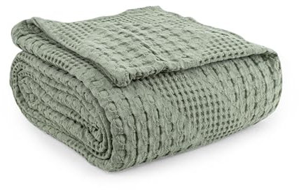 Milam London Soft Throw Blanket | 100% Cotton Throws For Armchair, Sofa, Single Bed | Sofa Blankets and Throws | Single Bedspread | Joanna Collection | Cozy Blanket 120 x 180 cm (Sage Green)
