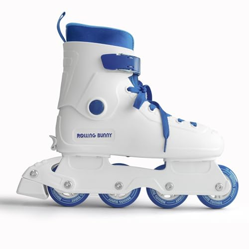 RollingBunny Inline Skates for Women Girls - Adjustable Size Roller Blades for Adult Female, Hard Shell ABEC-7, Klein Blue and White