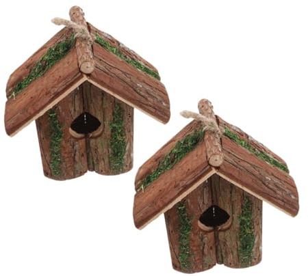 Gatuida 2 pièces Nichoir Bois Villa Suspendu pour Oiseaux Sauvages Nid Décoratif Extérieur pour Jardin Balcon et Terrasse Robuste pour Mésange et Moineau