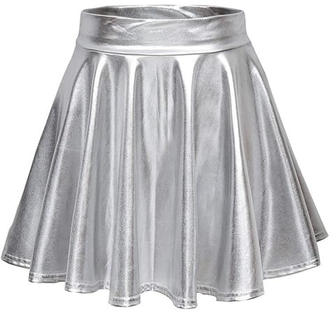 HTTDSLF Femme Jupe Patineuse Extensible Métallisée, Sequin Mini Skirt for Women, Robe Paillette Disco Jupe Courte, Jupe Plissée Évasée Taille Élastique Enfilable Jupe à Paillettes