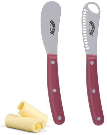Kilner Juego de cuchillos de mantequilla | 2 piezas esparcidor de mantequilla y cuchillo de herramientas para rizar, cuchillas de acero inoxidable, rizos decorativos de mantequilla y extensión suave