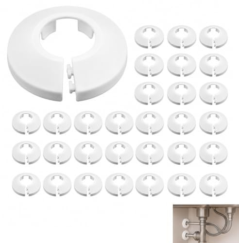 30 st radiatorskydd, 16 mm, vit plastskydd, värmehalsband, dekorativa rörhalsband, uppvärmning, runda rörskydd för VVS, heminredning och installation