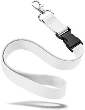 Kandinsky Schlüsselbänder Lanyards, Weiss, 25 Stück, 25mm, 90cm | unbedruckt, mit Steckschnalle und Sicherheitsverschluss
