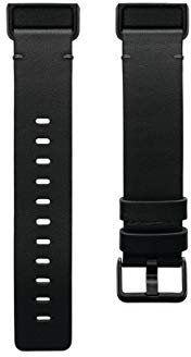 Fitbit Unisex-Adult Charge 4,Leather Band,Black,Large, Schwarz, L