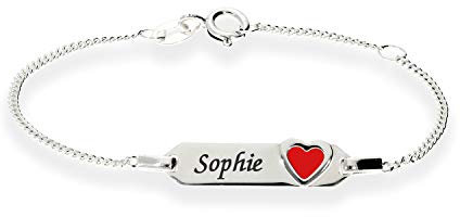 Herzarmband Mädchen Kinder Armband mit Gravur 925 Silber 16cm ideales Kinderarmband zur Geburt Taufe Taufgeschenk für Mädchen personalisierte Wunschgravur Glücksbringer oder Kommunion …