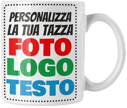 Incidiamo - Tazza Personalizzata con Stampa Foto, Scritte, Loghi e Grafiche - Tazza Colazione Mug in Ceramica 100% Made in Italy, Idea Regalo Personalizzato per ogni Occasione