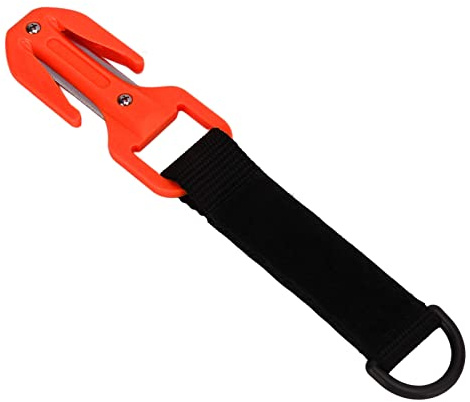 Coupe-Sangle de Plongée Sous-Marine, Coupe-Ligne de SéCurité de Plongée avec Poignée de Coupe en Fibre de Verre, BoîTe de Rangement Double Face, Coffre-Fort avec Couteau pour la Plongée (Orange)
