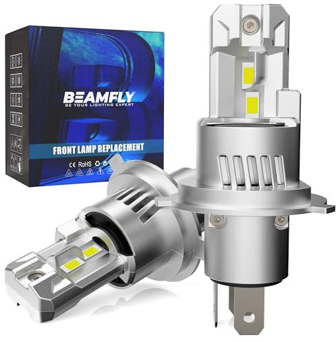 BEAMFLY Bombillas H4 LED 20000LM, HB2 9003 Lampara Faros Delanteros Coche, Kit de Conversión Halógena 12V, 6000K Luces Blancas