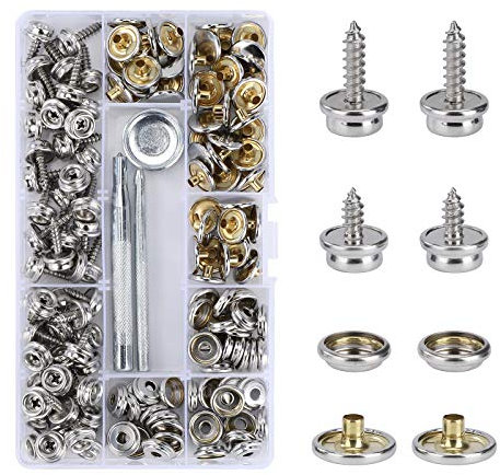 Druckknopf zum Verschrauben 15 mm und 10 mm Metall Befestigung an Druckknöpfen aus Segeltuch mit Edelstahlschrauben für Segelboote, Anhänger, Autos, Planen, Jeansstoffe, Leder (50 Sets)