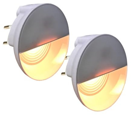 Partenopea® Coppia Luce faretto segnapasso LED con spina da presa a parete muro con sensore di movimento 220v 0.4W per stanza corridoio bagno illuminazione luce a Led (Luce calda 3000K)