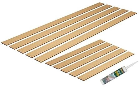 Extended Wall Panelling kit, Pk 5 1000 x 100 x 9mm Vertical MDF + 5 x 500 x 100 x 9mm Horizontal MDF Panels, Feature Wall Stripwood Pack & Adhesive Included, Simple mounting Set
